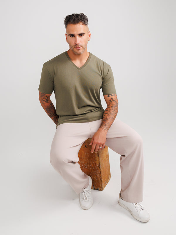 Olive V-Neck T-shirts