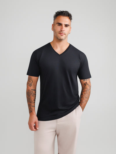Black V-neck T-shirt