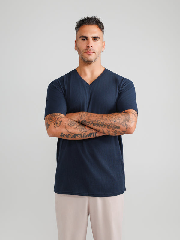 Navy V-Neck T-shirts