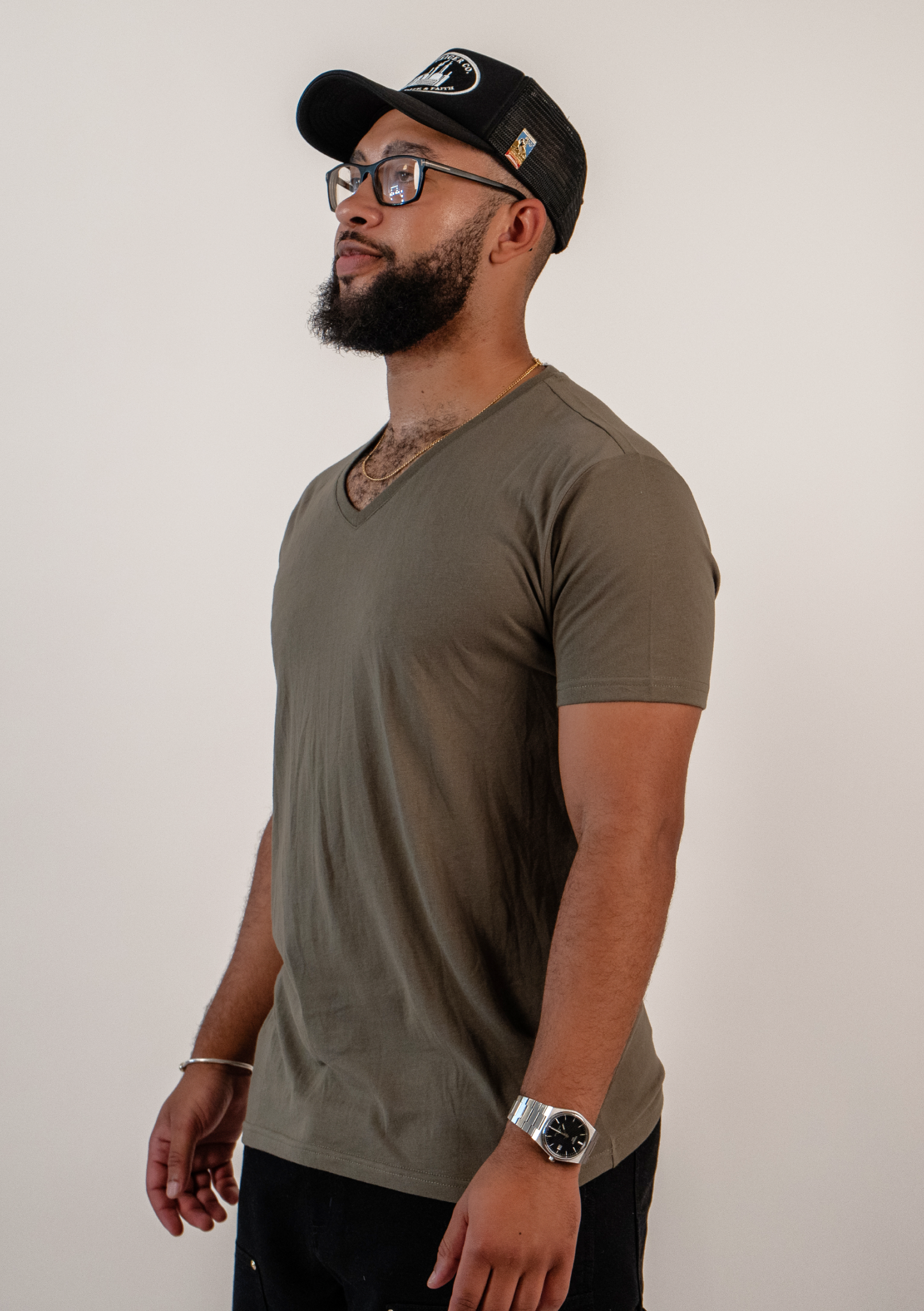 Olive V-Neck T-shirts
