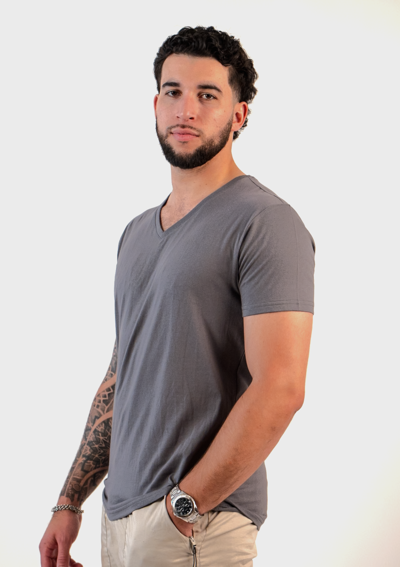 Dark Gray V-Neck T-shirts