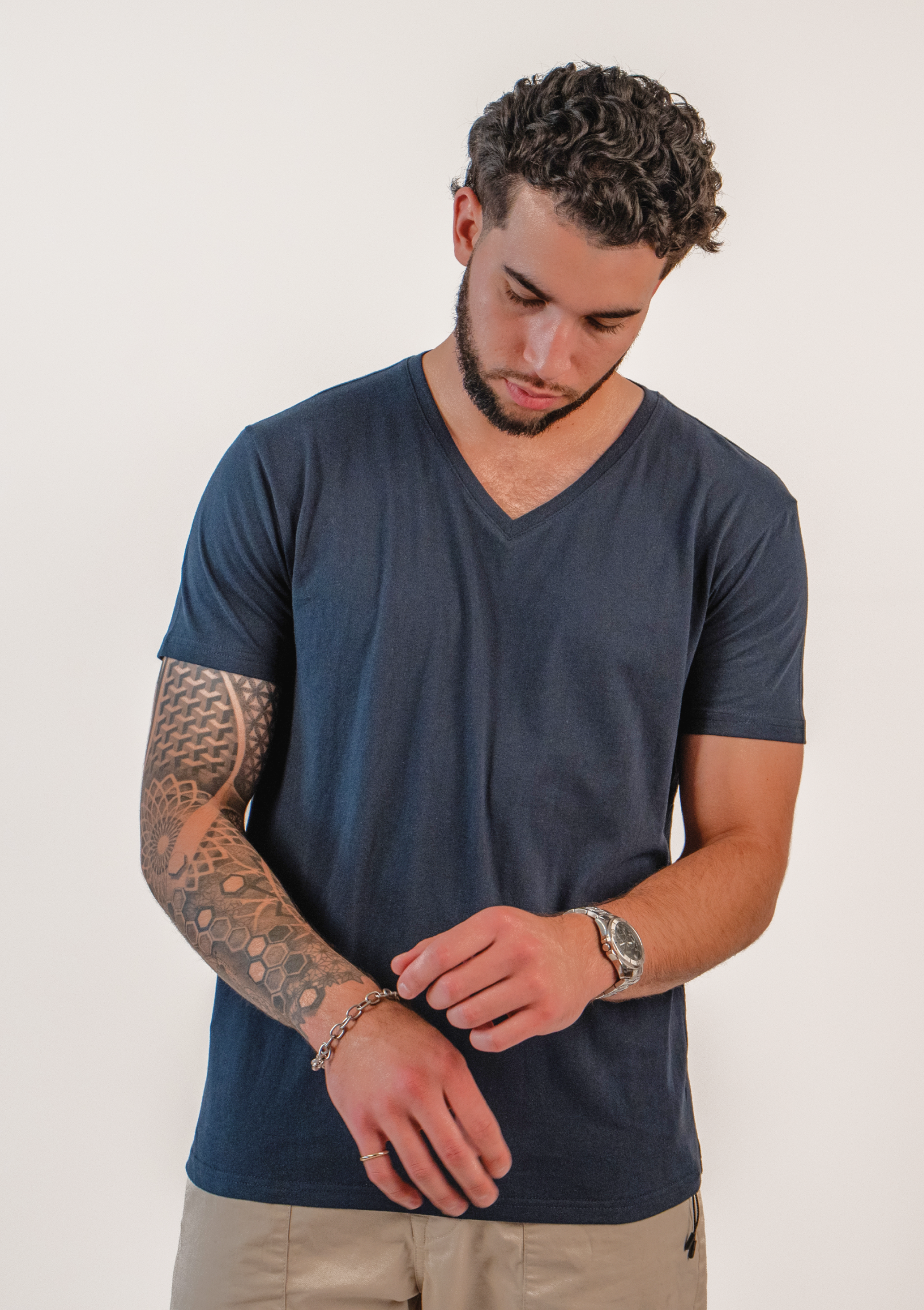 Navy V-Neck T-shirts